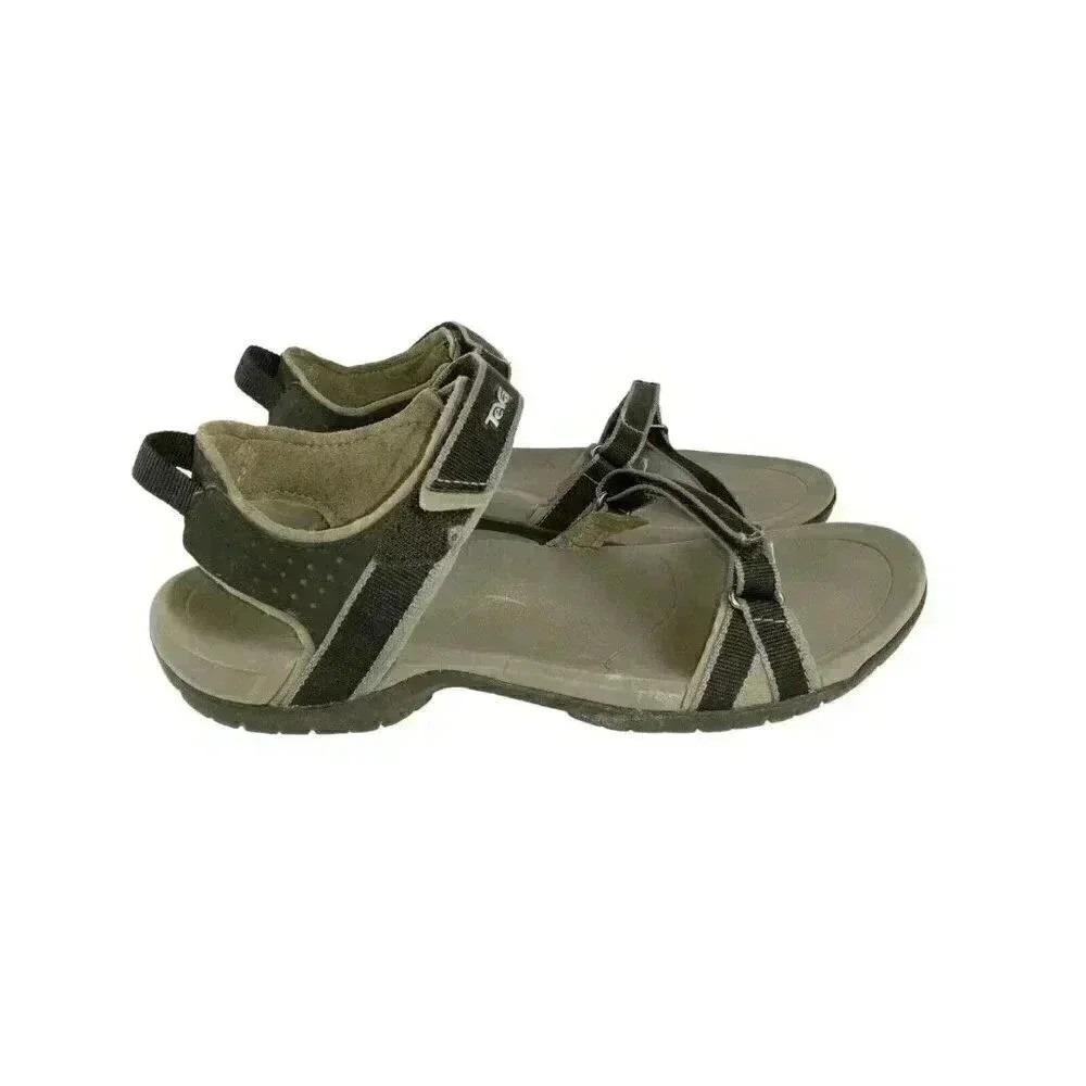 Teva Womens Sandals Black Gray  Slingback Open Toe Strappy Hook And Loop 9